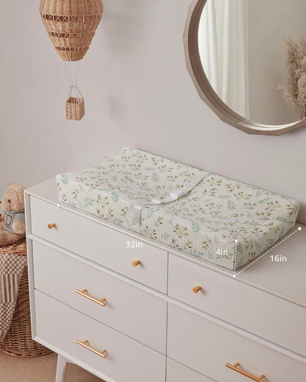 Blissful Diary rectangular changing pad fits standard dressers and tables