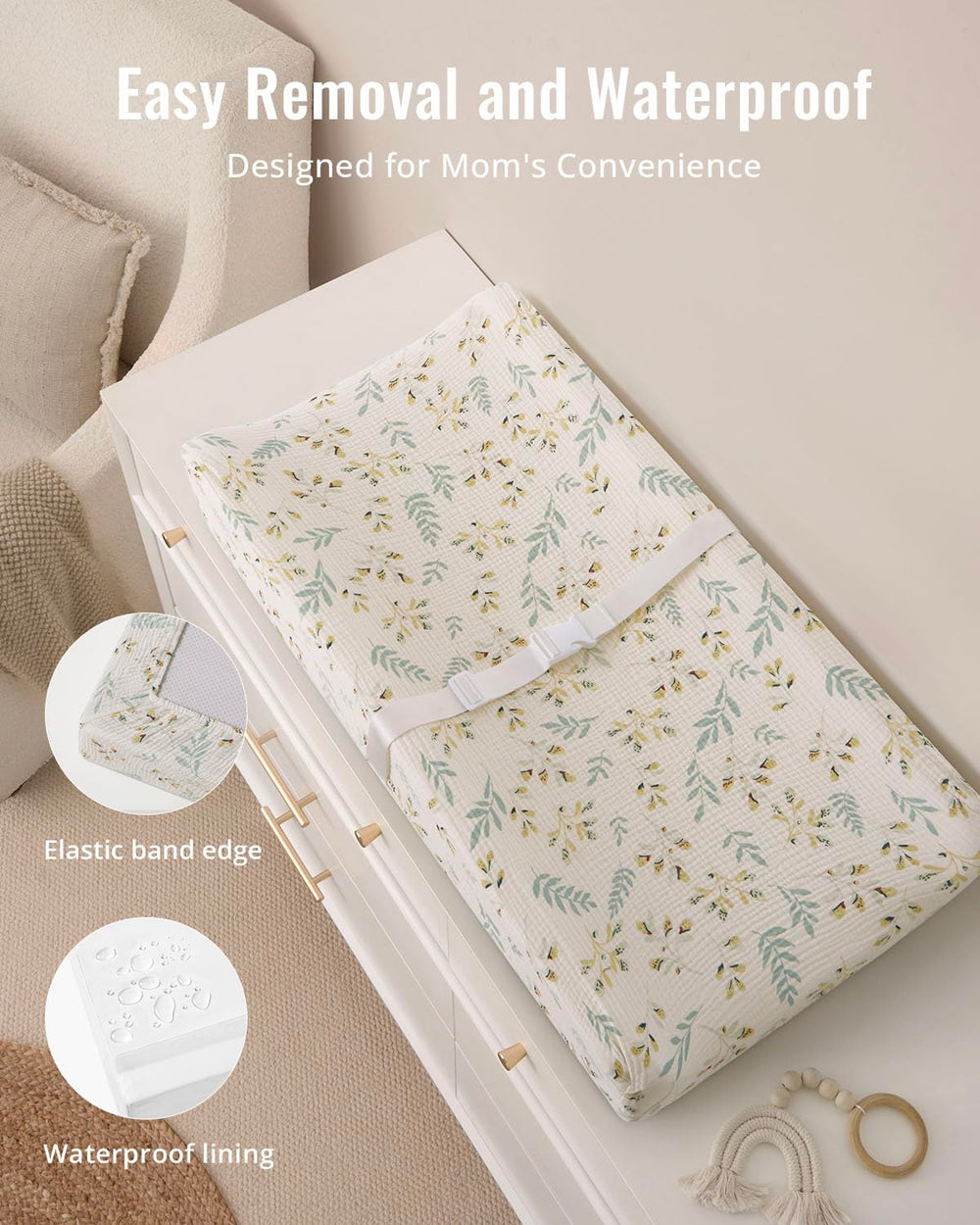 Blissful Diary changing pad surface is waterproof and easy to wipe clean