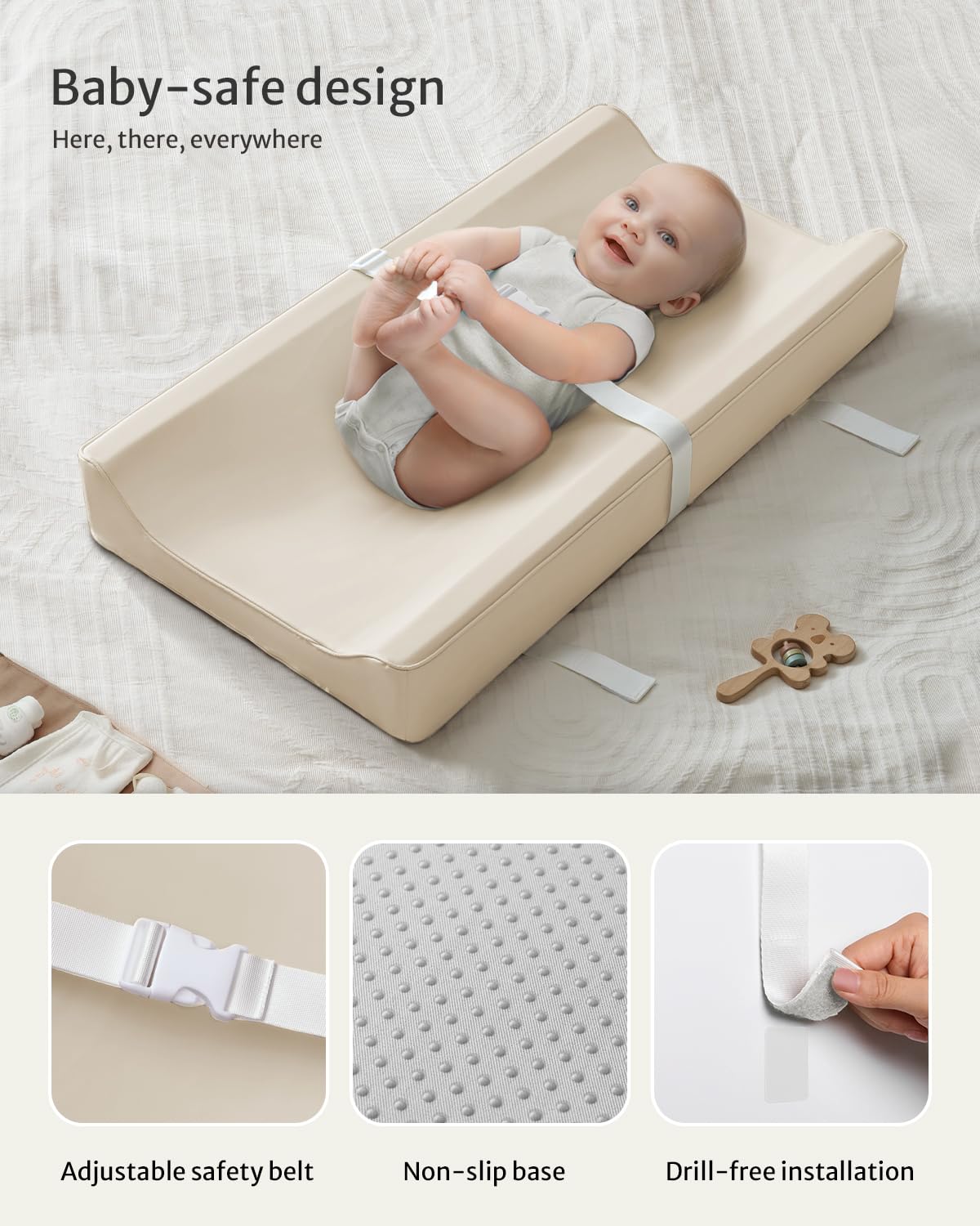 Blissful Diary non-slip bottom keeps the pad in place during changes.
