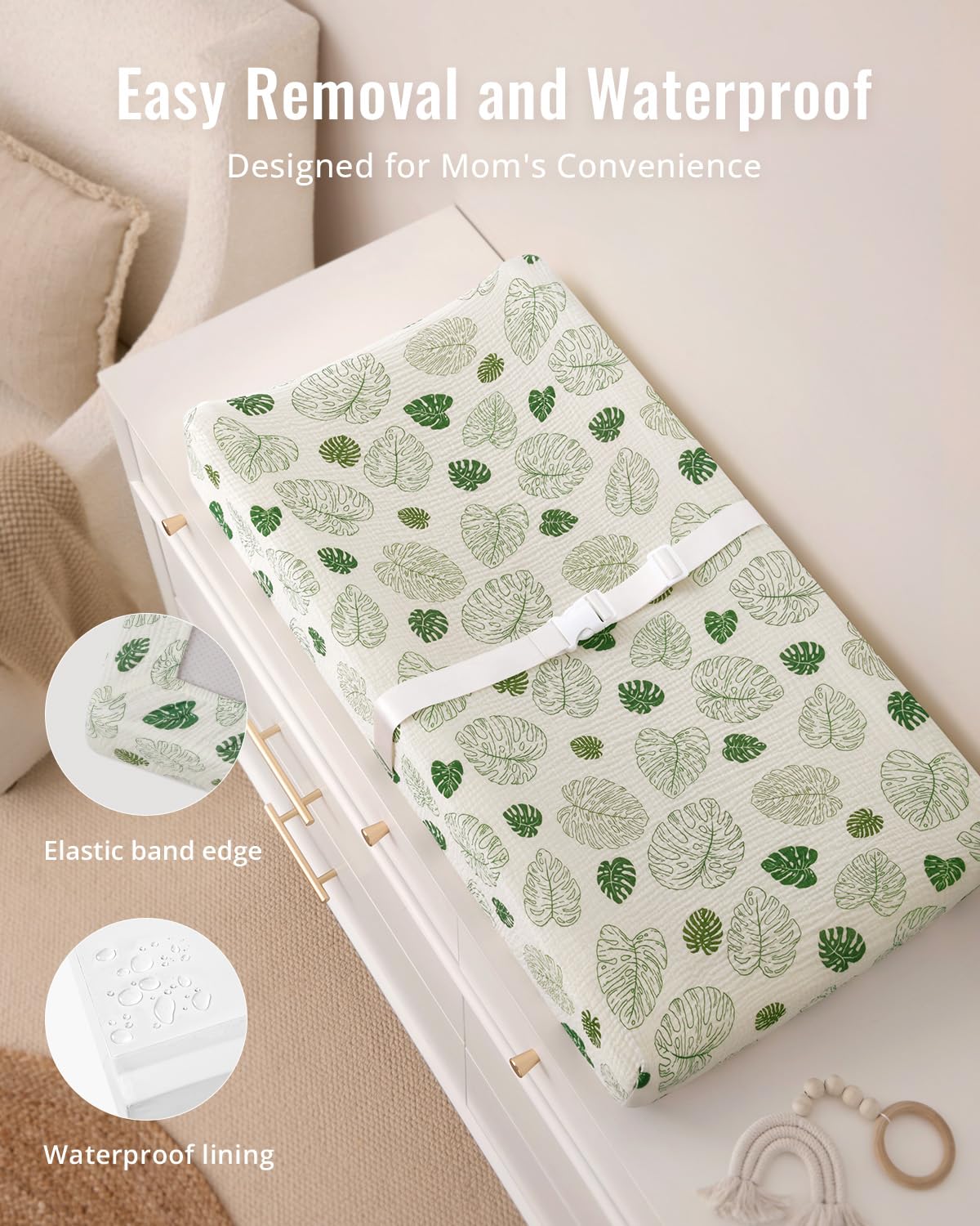 Blissful Diary contoured anti-roll sides help keep baby secure during changes.