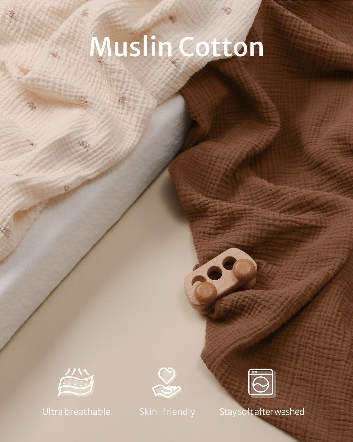 Blissful Diary changing pad cover in brown pattern, cozy and breathable for daily use