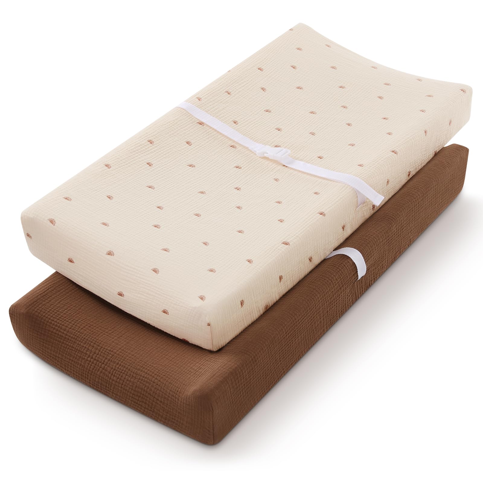 Blissful Diary changing pad cover in sunshine pattern, ultra-soft muslin for baby's comfort