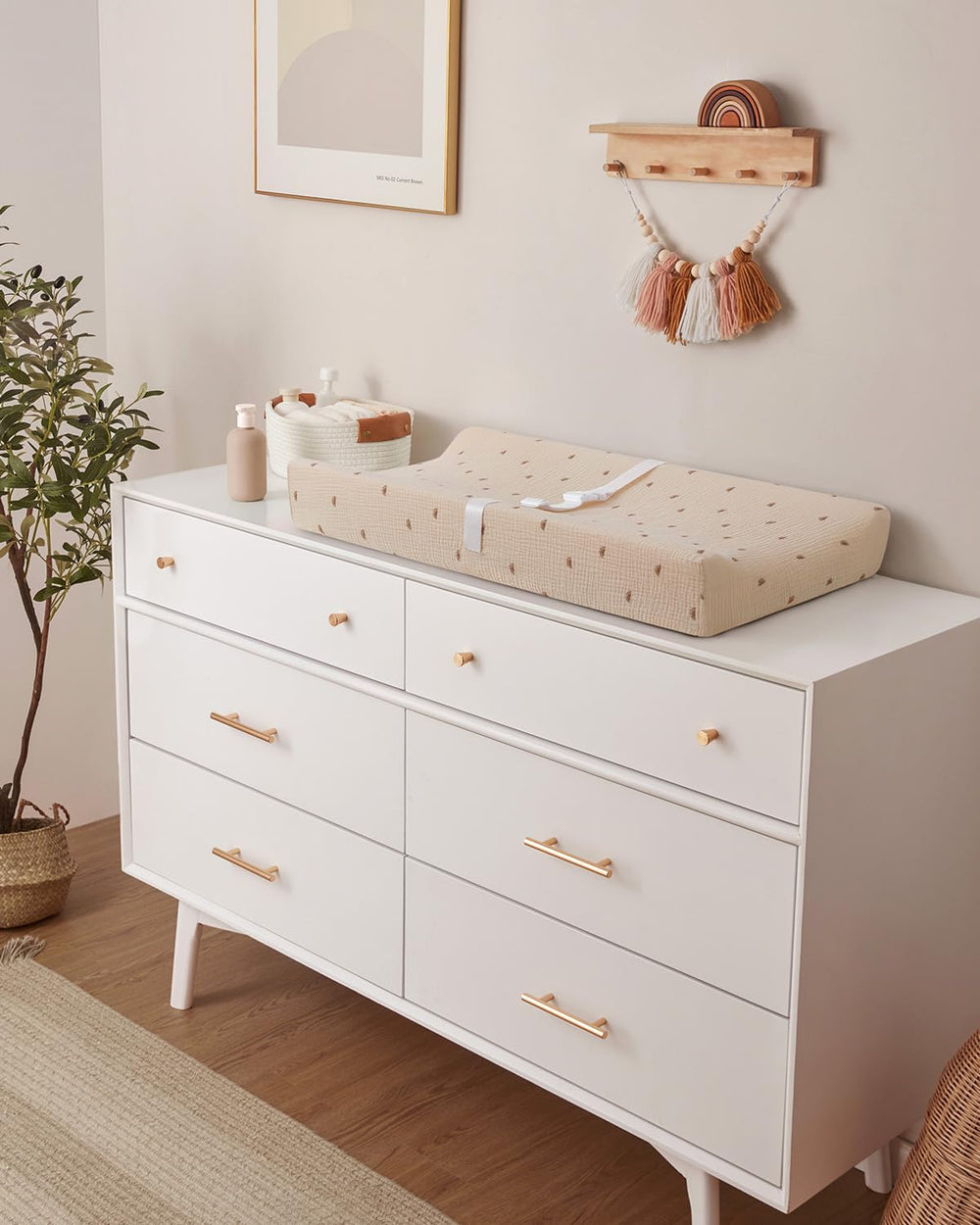 Blissful Diary changing pad on dresser or travel setup for home and on the go