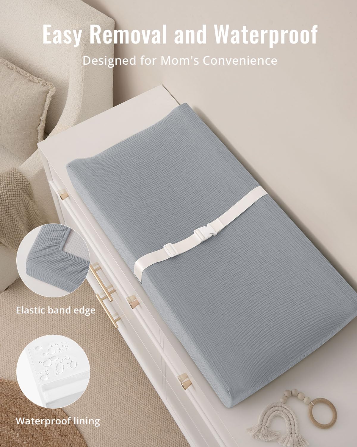Blissful Diary foam cushion provides soft support during diaper changes