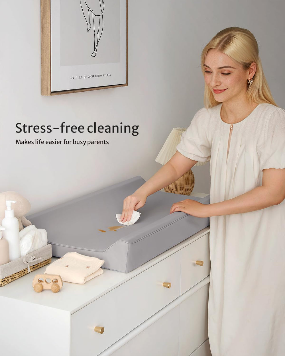 Blissful Diary foam-padding provides a soft, comfortable diaper change.