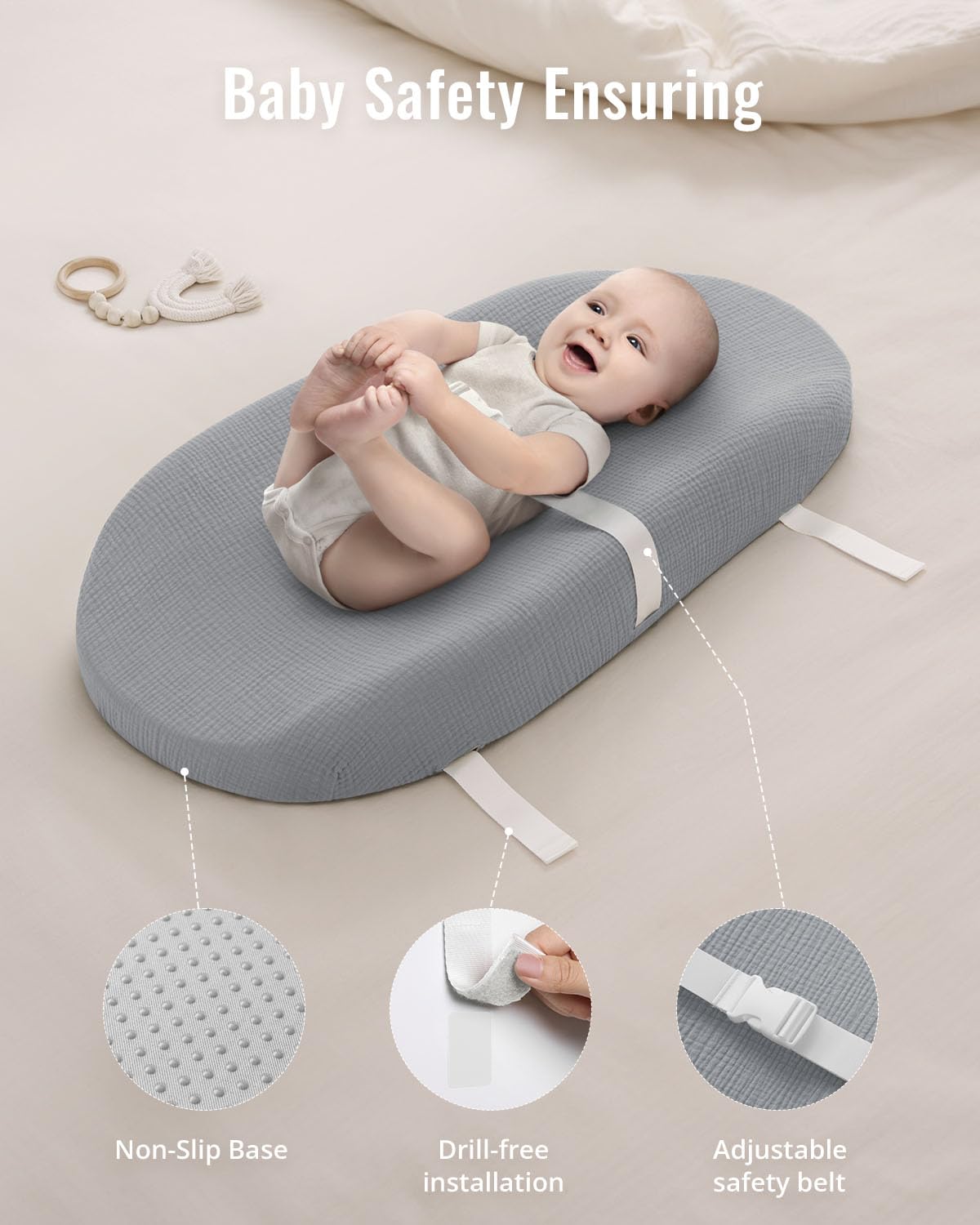 Blissful Diary changing pad non-slip bottom on a dresser