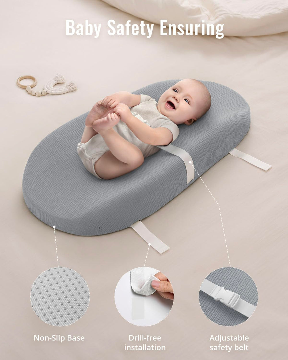 Blissful Diary changing pad non-slip bottom on a dresser