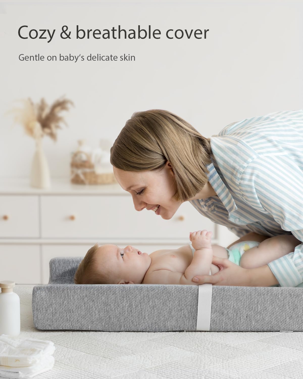 Blissful Diary changing pad with non-slip bottom prevents shifting during changes