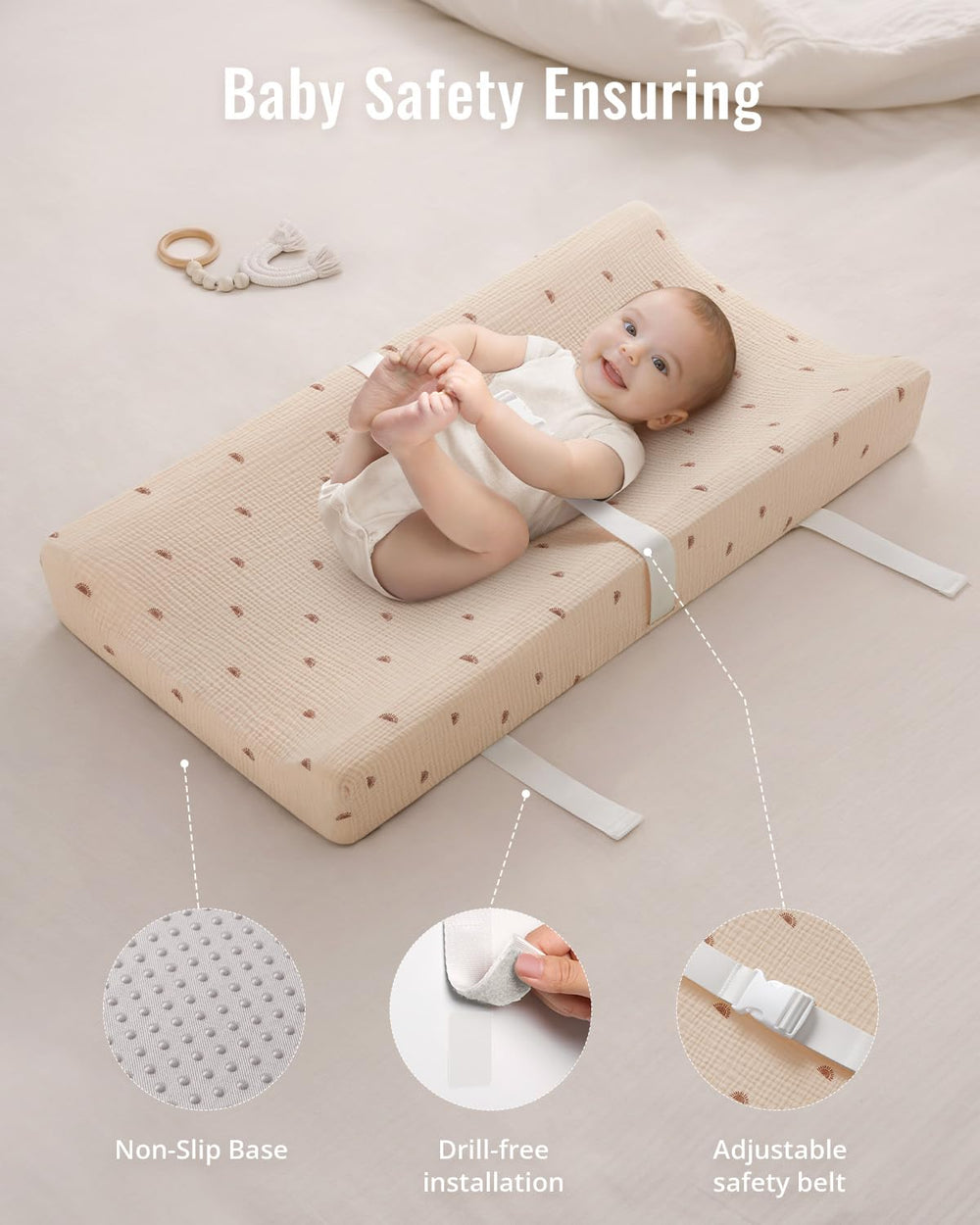 Blissful Diary changing pad rectangular dimensions 31.25 by 16 inches