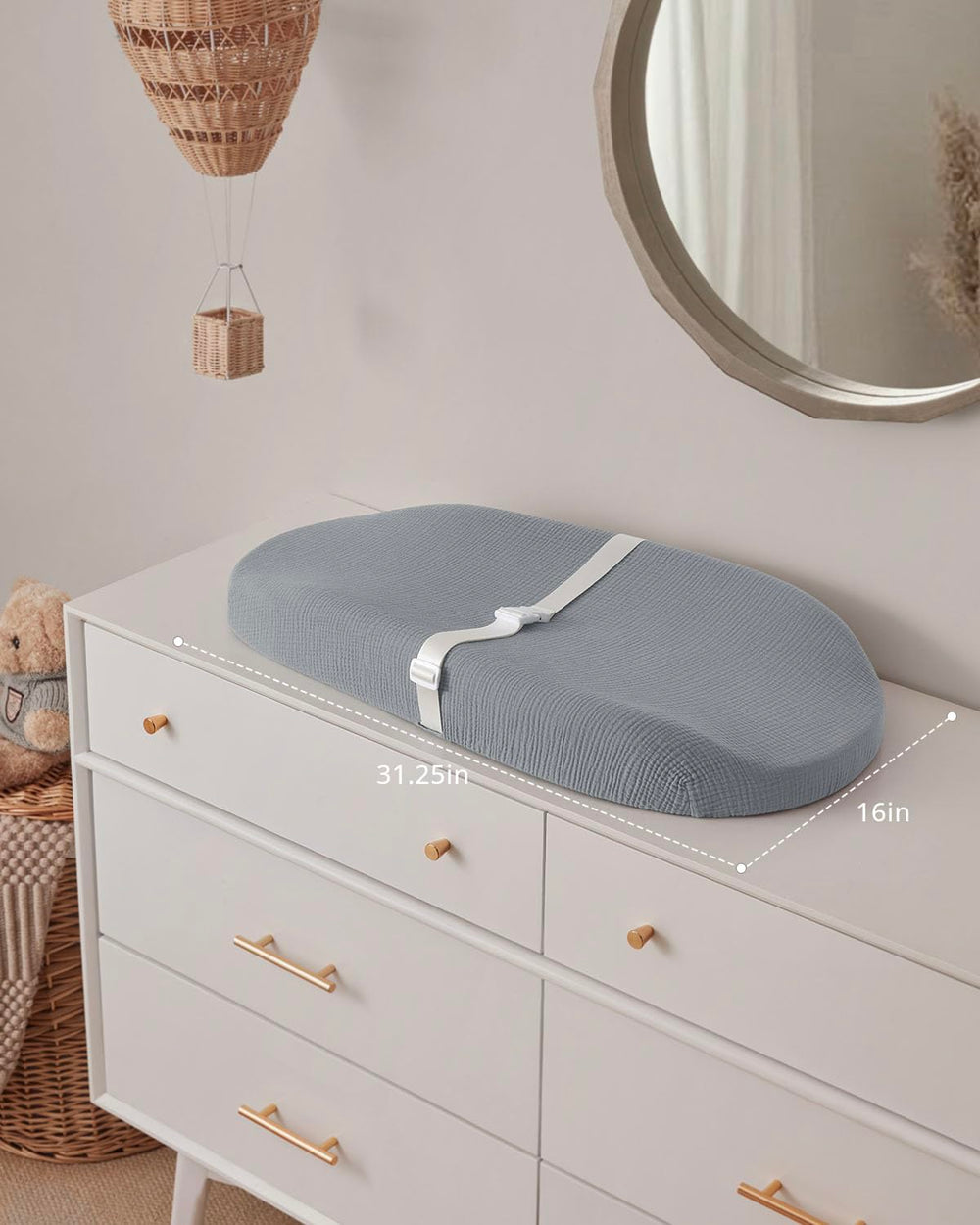 Blissful Diary changing pad size 31.25 by 16 inches for standard furniture