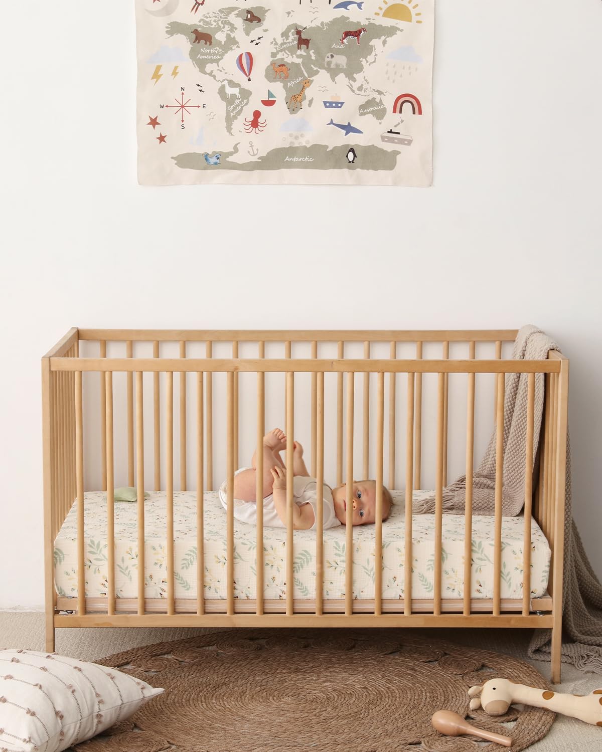 Blissful Diary crib sheet features elastic fit for secure placement