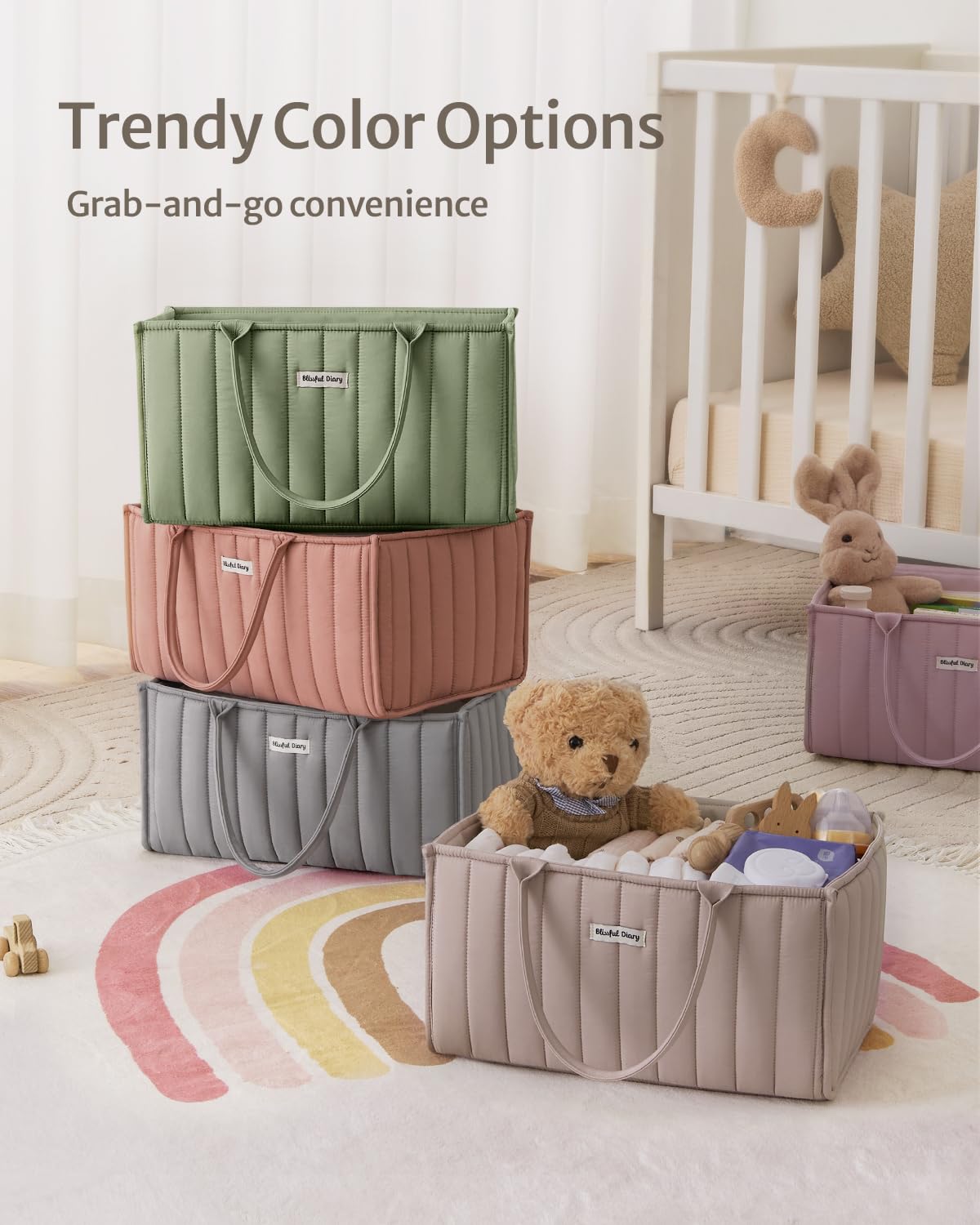 Keeps newborn essentials neatly together for quick diaper changes.