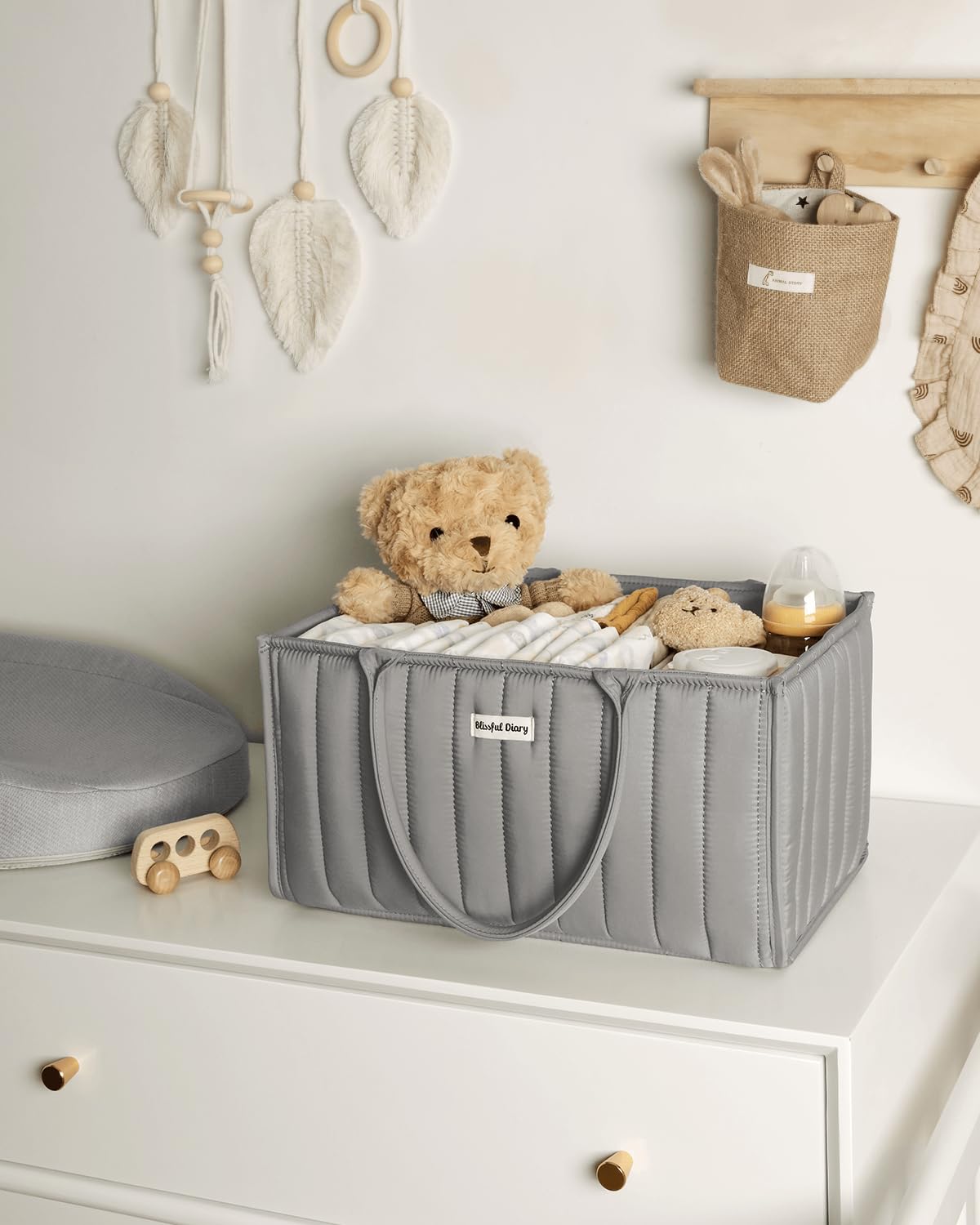 Blissful Diary diaper caddy gift-ready packaging makes a thoughtful baby shower gift.