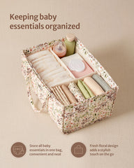 Blissful Diary diaper caddy with handles for easy room-to-room transport