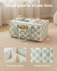 Blissful Diary diaper caddy featuring long handles for easy transport.
