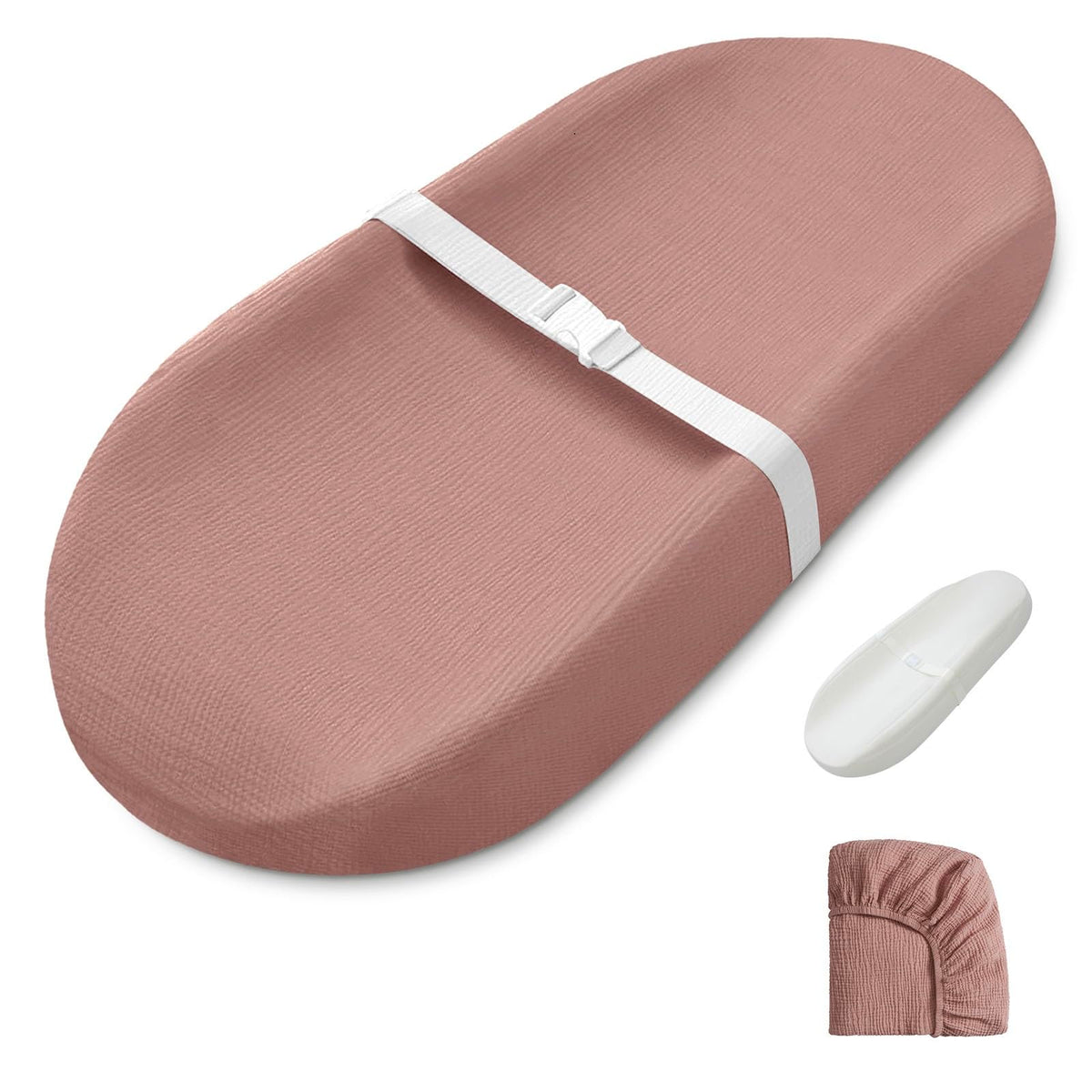 Blissful Diary dusty pink muslin changing pad with cozy surface for gentle diaper changes
