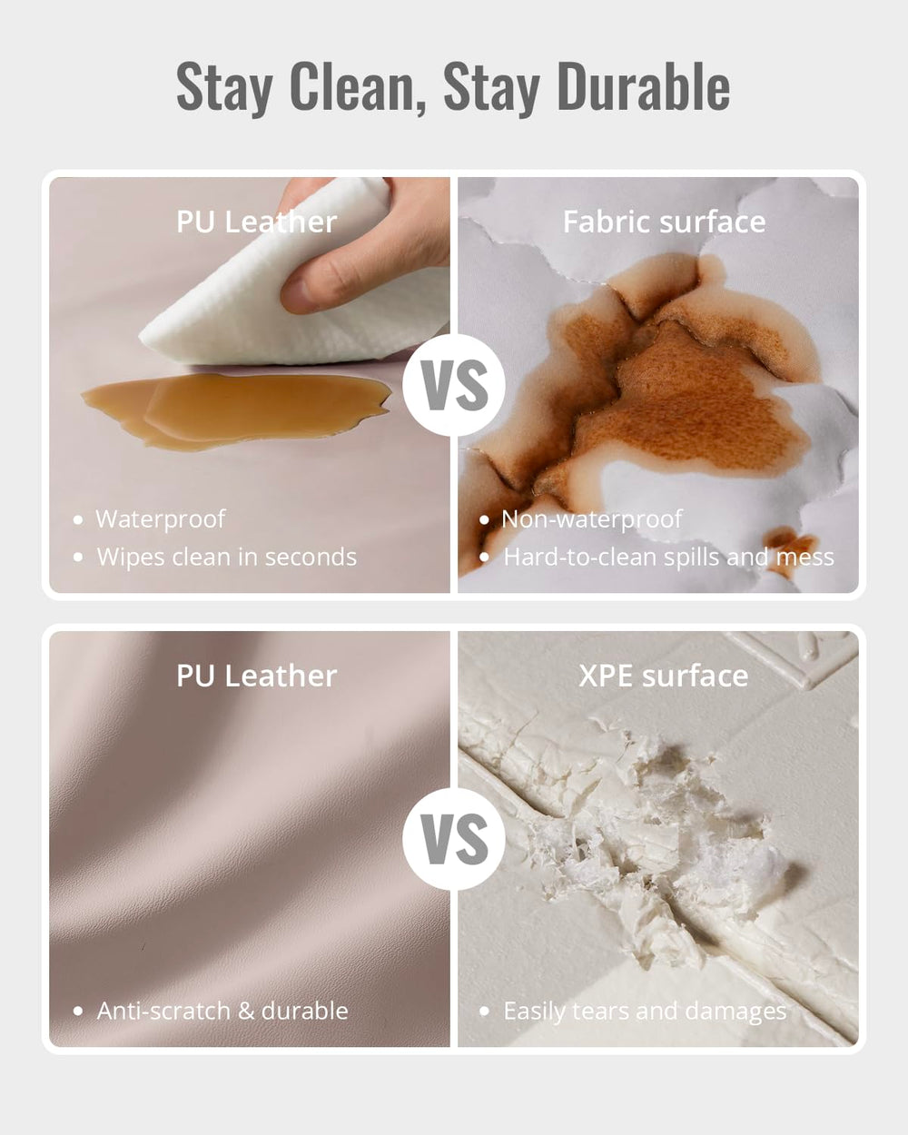 Damp cloth cleans spills quickly from Blissful Diary mat