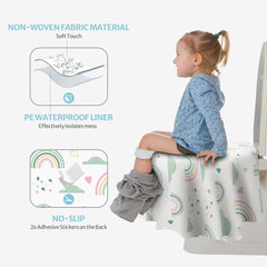 Blissful Diary extra-large seat cover fully shields toilet surfaces for families.
