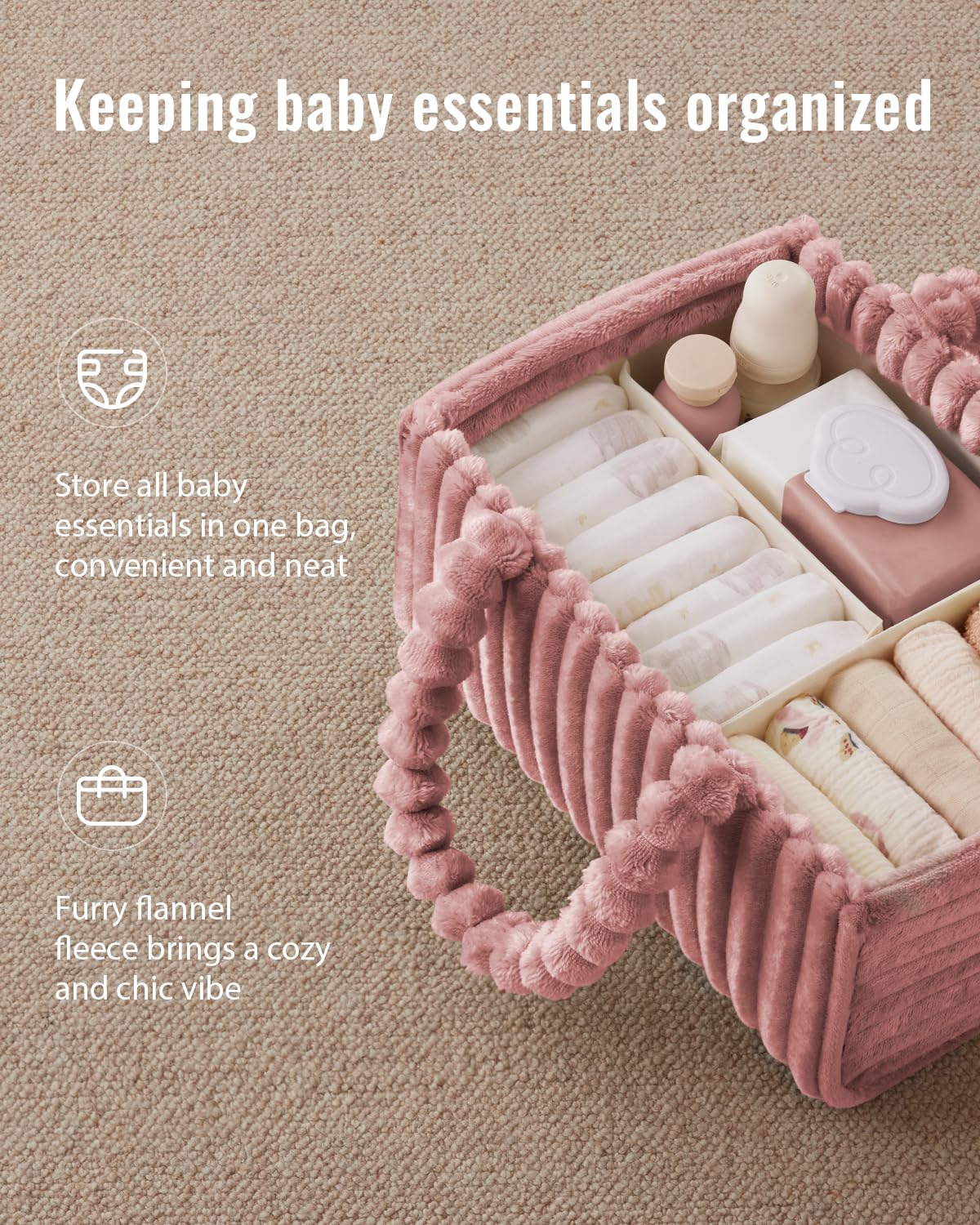 Blissful Diary flannel diaper caddy gift packaging ready for gifting