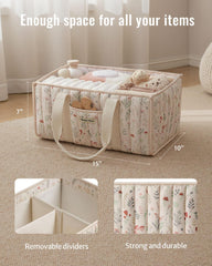 Blissful Diary floral diaper caddy organizer designed for easy transport between rooms