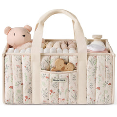Blissful Diary floral diaper caddy organizer top view for nursery storage