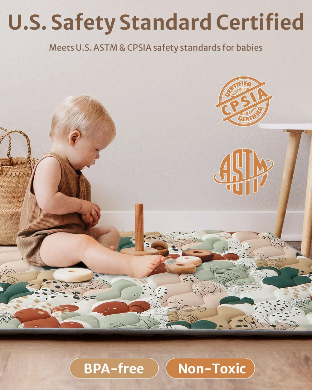 Blissful Diary machine-washable play mat for simple post-play cleanup.