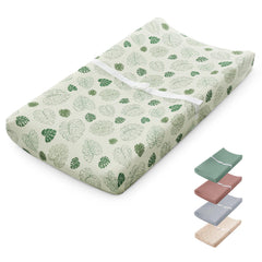 Blissful Diary Monstera changing pad cover provides soft muslin comfort for newborn diaper changes.