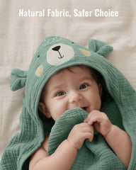 Blissful Diary muslin baby towel close-up shows breathable multi-layer fabric.