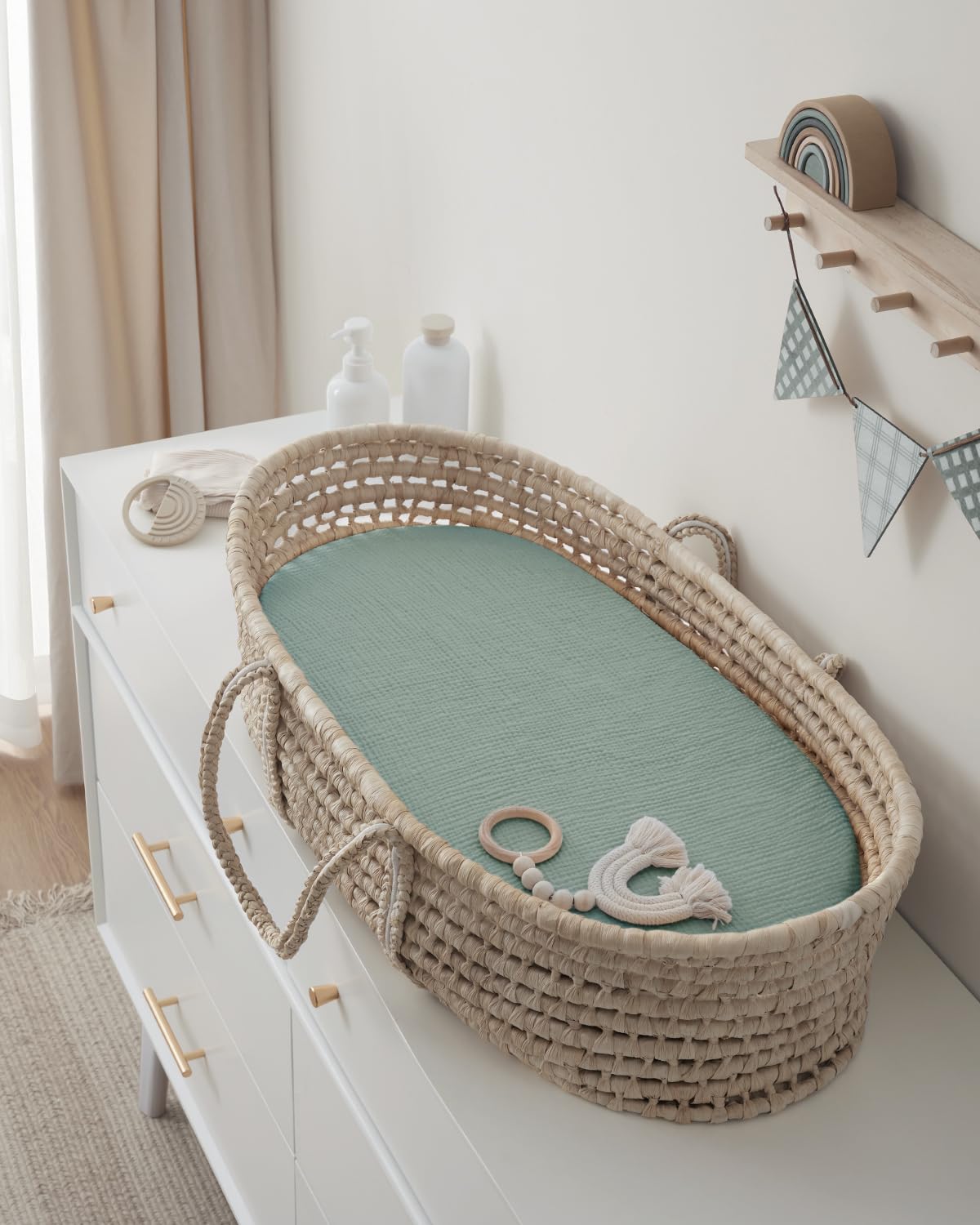 Blissful Diary sheet with boho pattern, stylish nursery accessory.