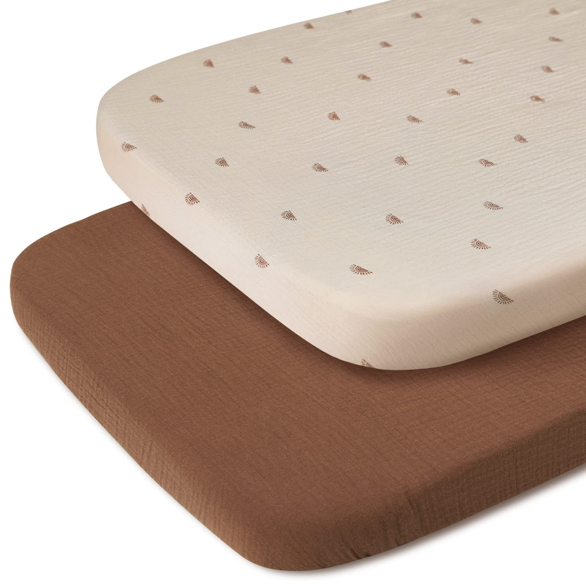 Blissful Diary muslin bassinet sheet Sunshine Brown fits oval mattresses with breathable comfort