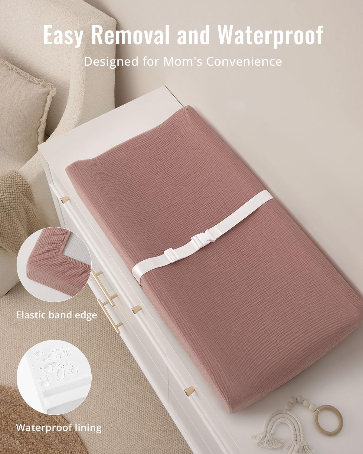 Blissful Diary changing pad contoured anti-roll sides for stability