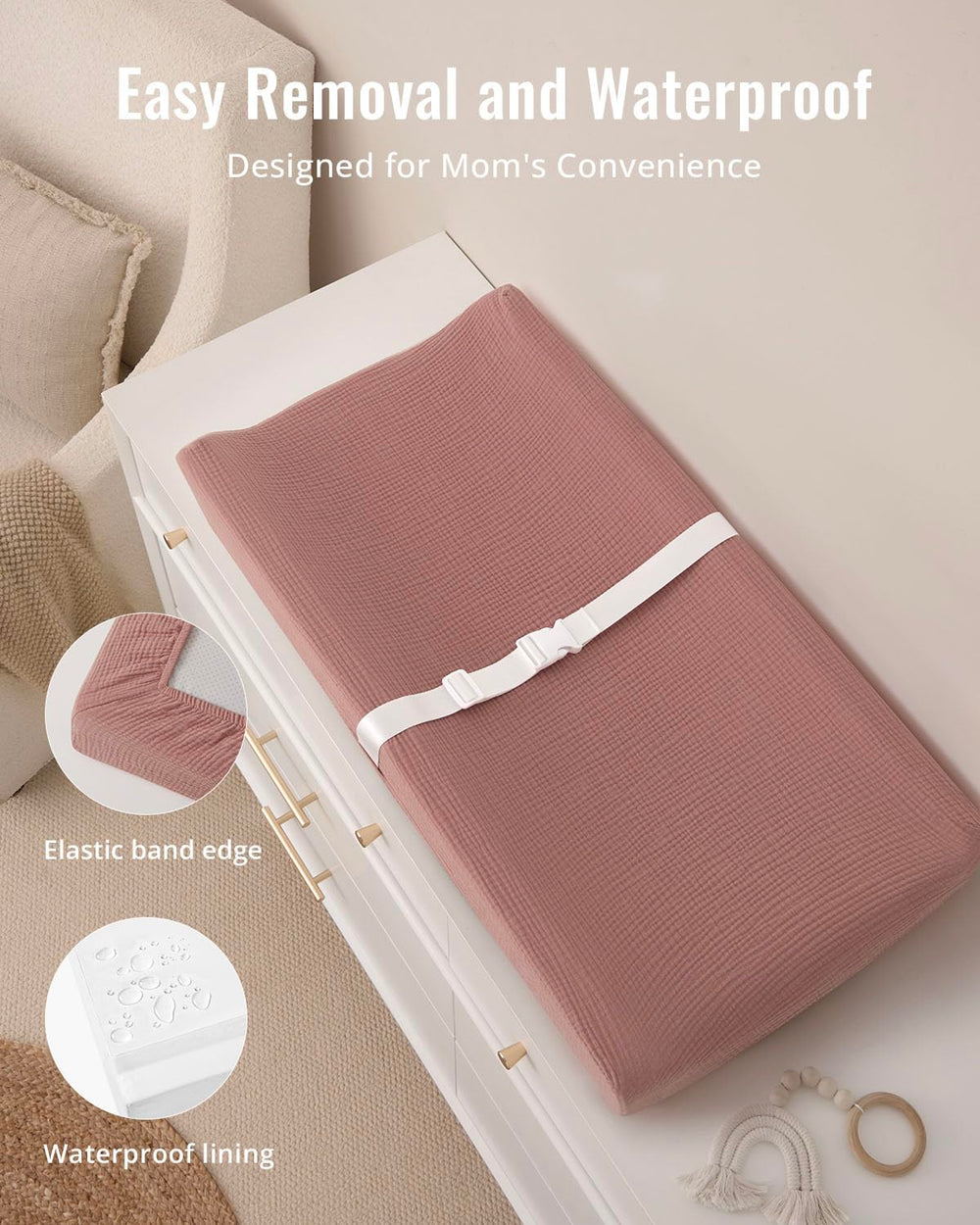 Blissful Diary changing pad contoured anti-roll sides for stability