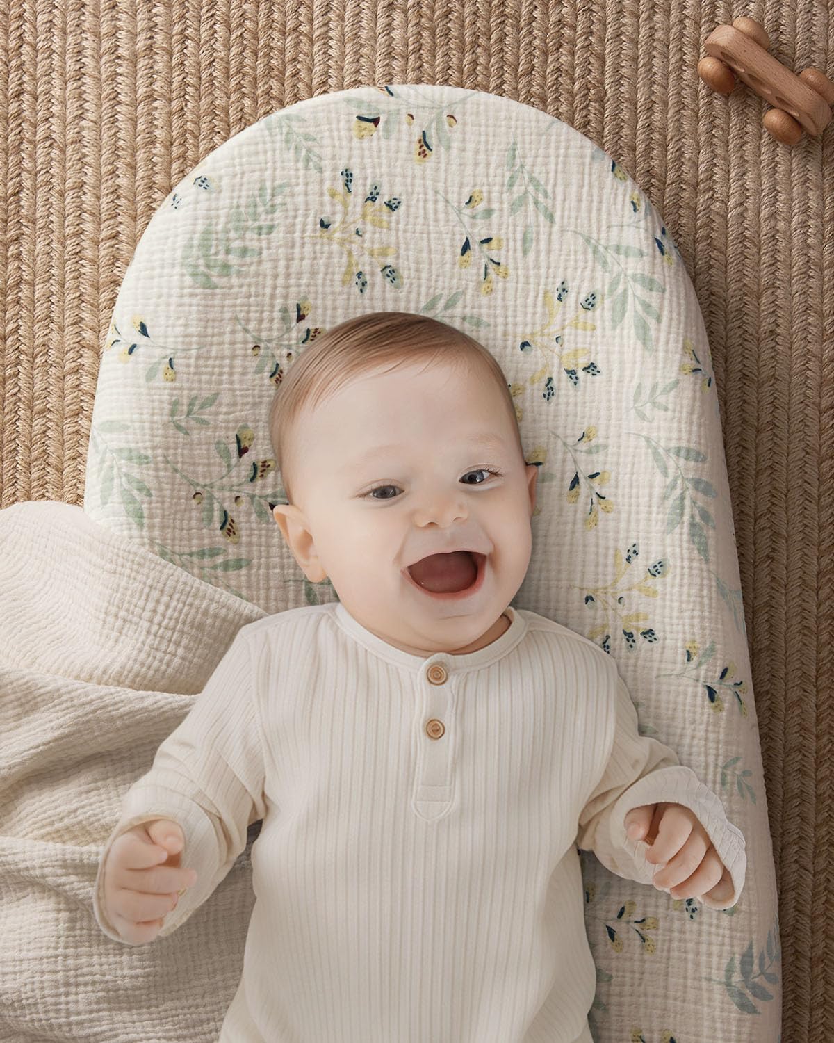 Blissful Diary muslin cover delivers breathable, soft-touch comfort for baby.