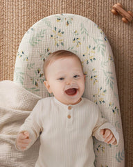 Blissful Diary muslin cover delivers breathable, soft-touch comfort for baby.