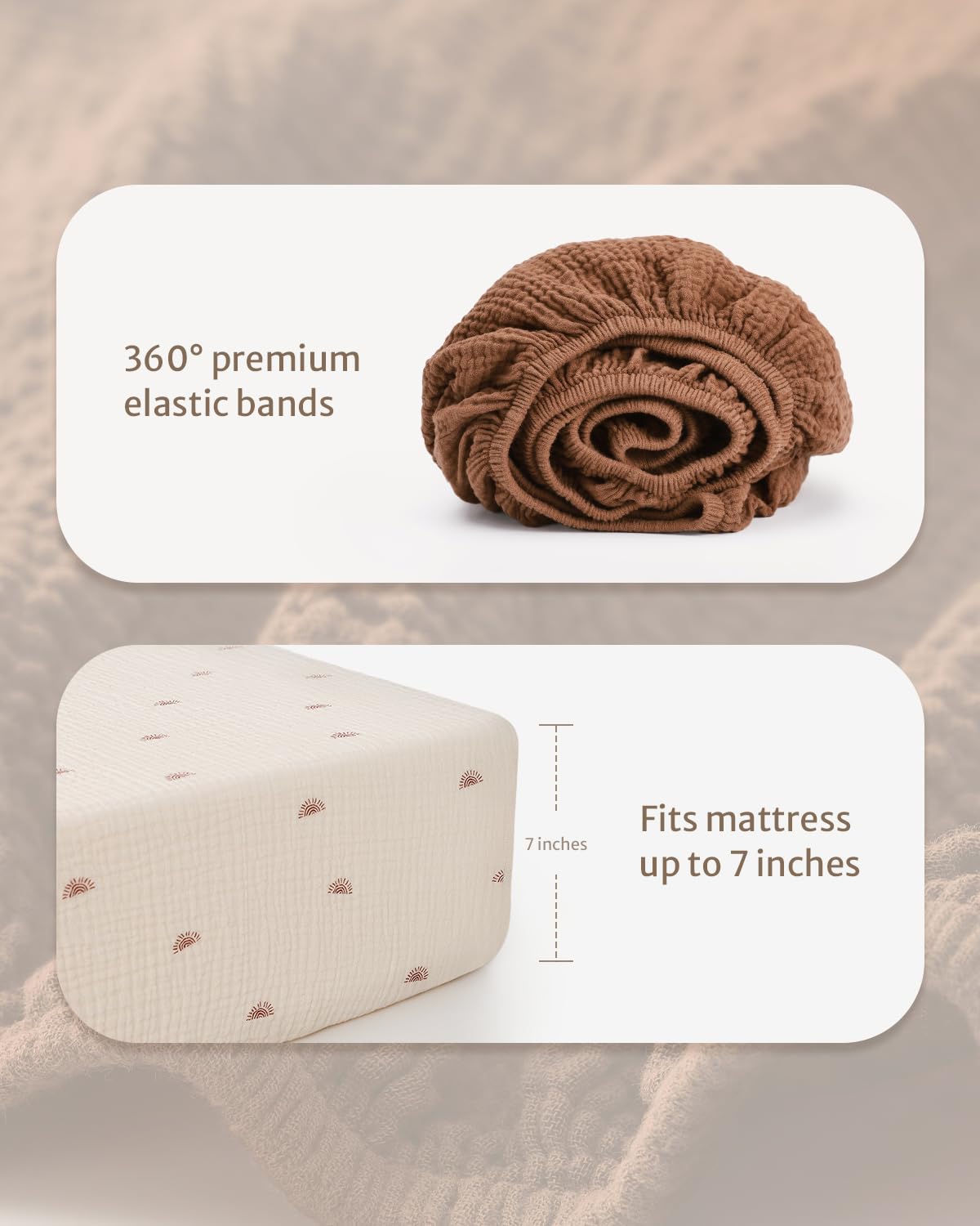 Blissful Diary muslin crib sheet close-up shows soft cotton texture