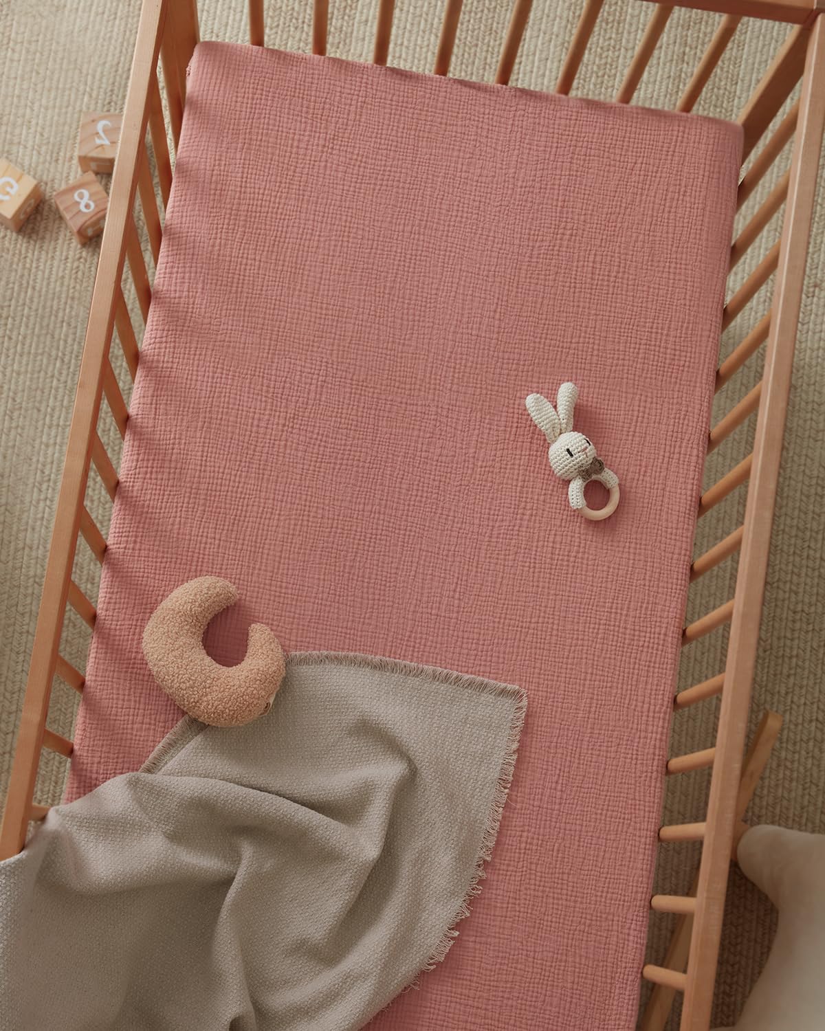 Easy-care Blissful Diary muslin crib sheet remains soft after washing