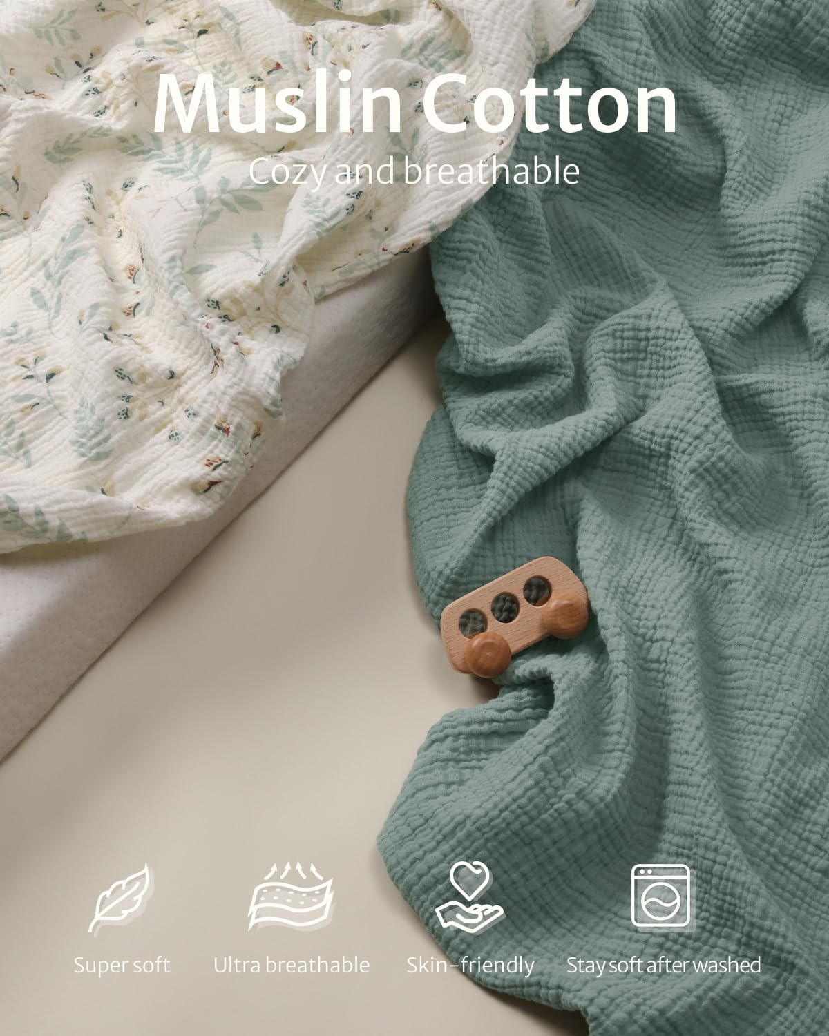 Close-up of Blissful Diary muslin texture highlighting breathable soft cotton