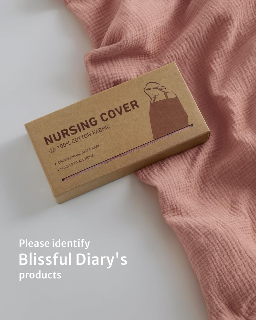 Blissful Diary nursing cover dusty-pink colorway complements outfits and travel.