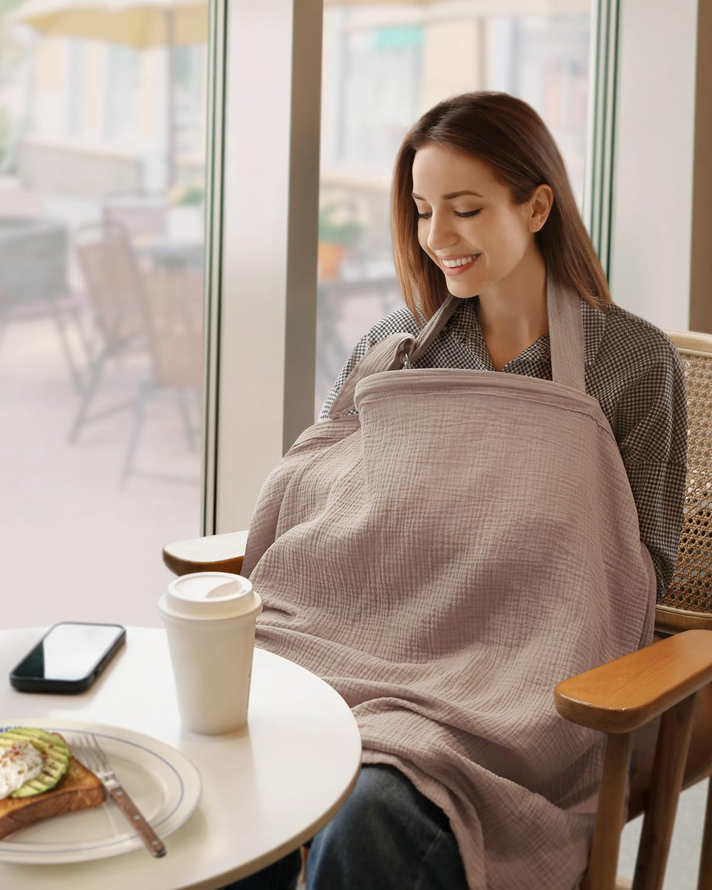 Blissful Diary muslin nursing cover keeps mom and baby cool in public.