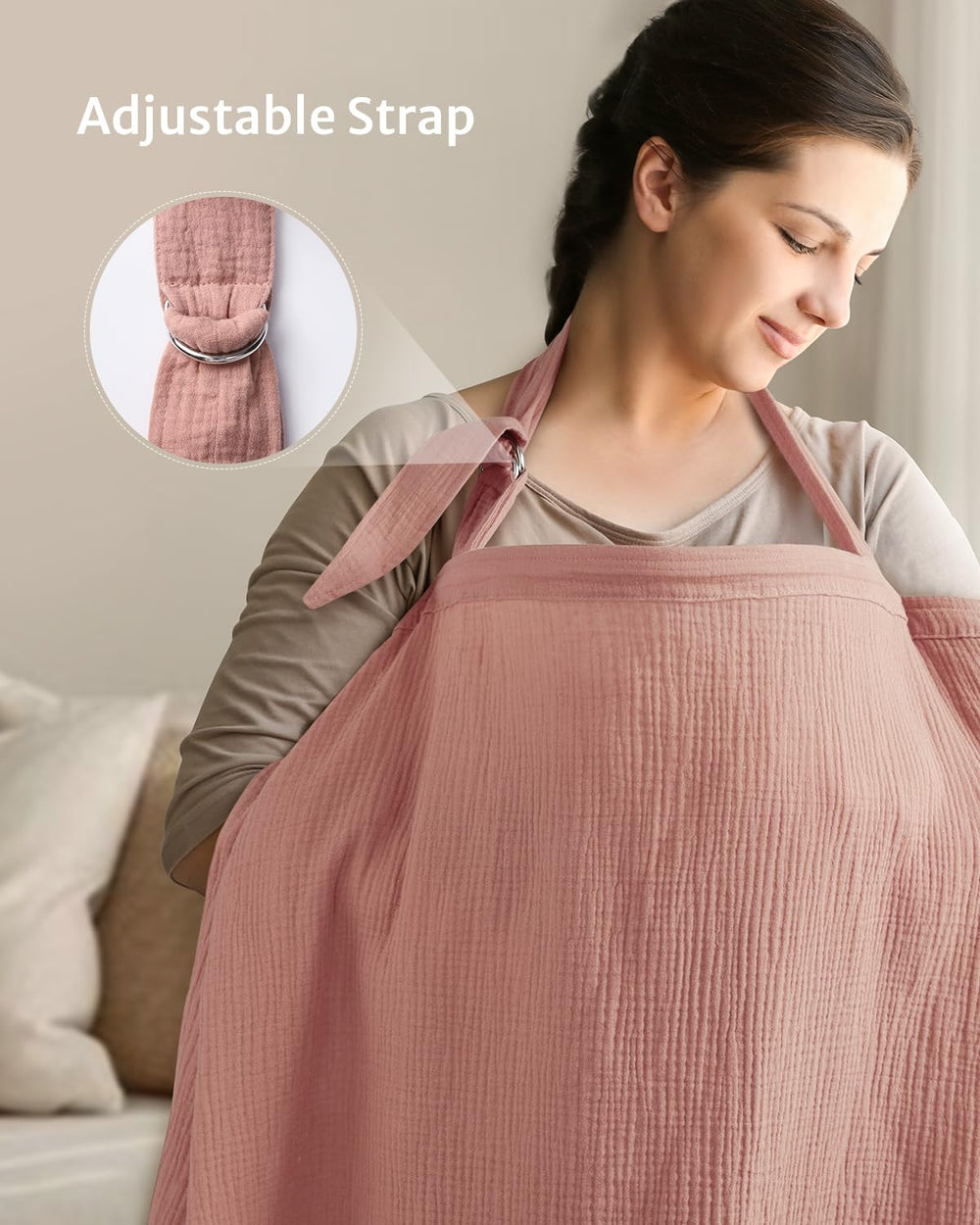 Blissful Diary nursing cover private nursing in public with stylish dusty pink shade.
