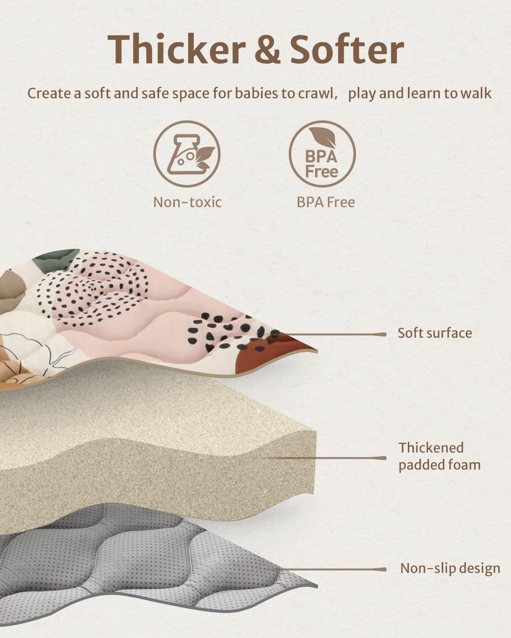 Blissful Diary non-slip bottom keeps little movers safely in place.