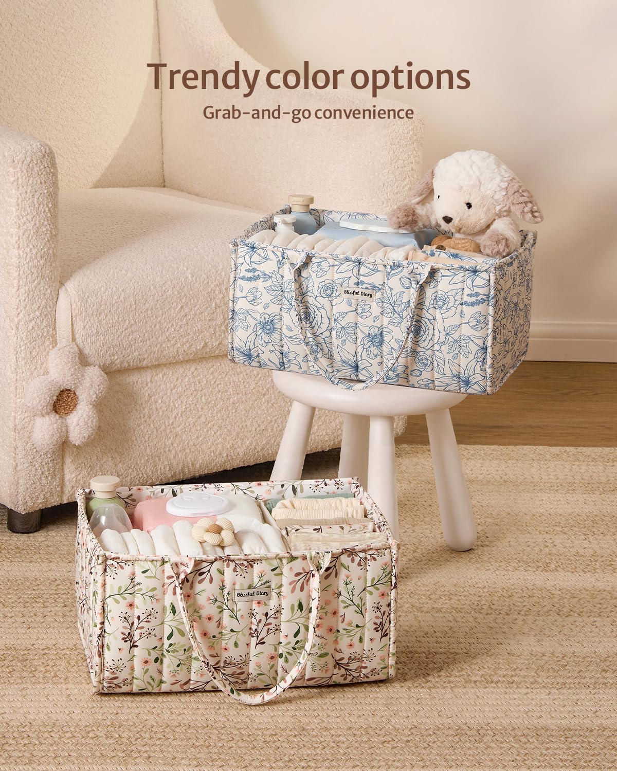 Blissful Diary nursery storage basket keeps belongings organized and within reach