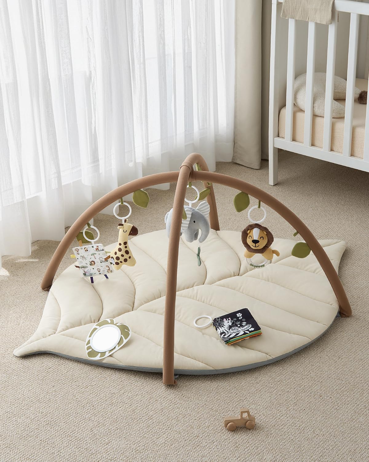 Blissful Diary oatmeal beige design complements nursery decor and calm ambiance.