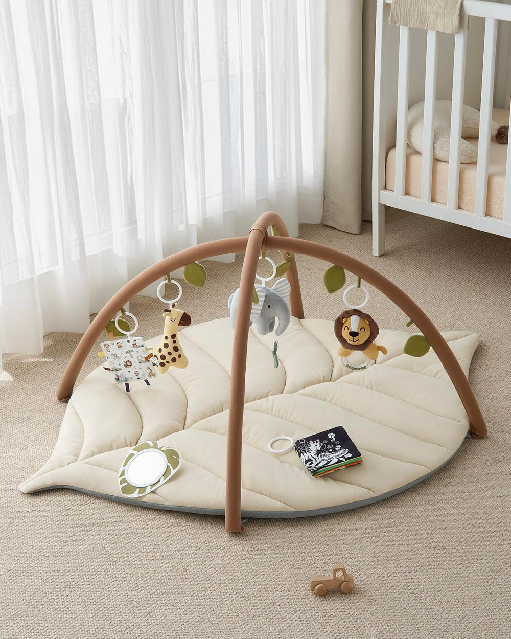 Blissful Diary oatmeal beige design complements nursery decor and calm ambiance.