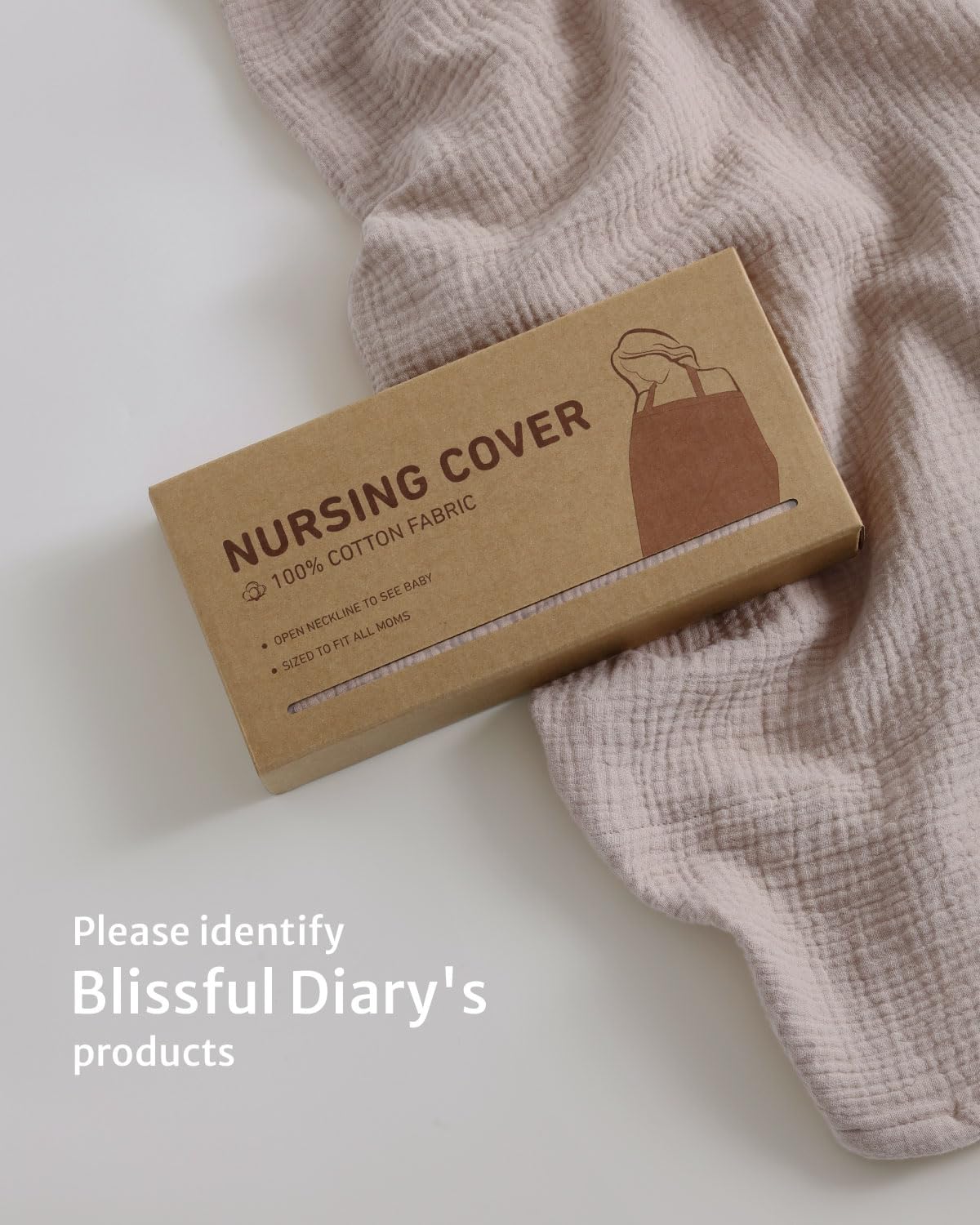 Blissful Diary nursing cover enables eye contact while breastfeeding privately.
