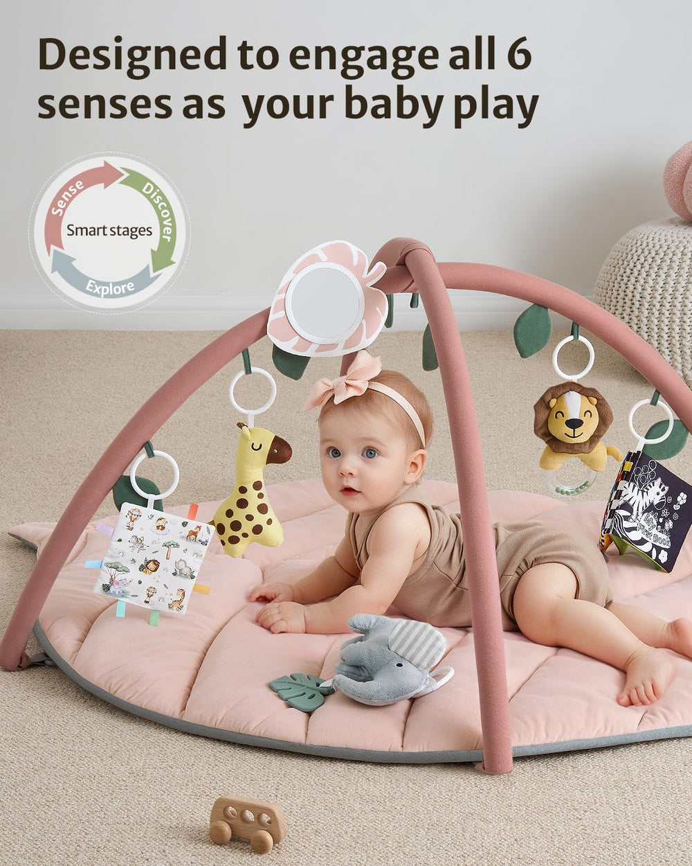 Blissful Diary oversize 53x37 inch play mat offers ample space for baby movement.