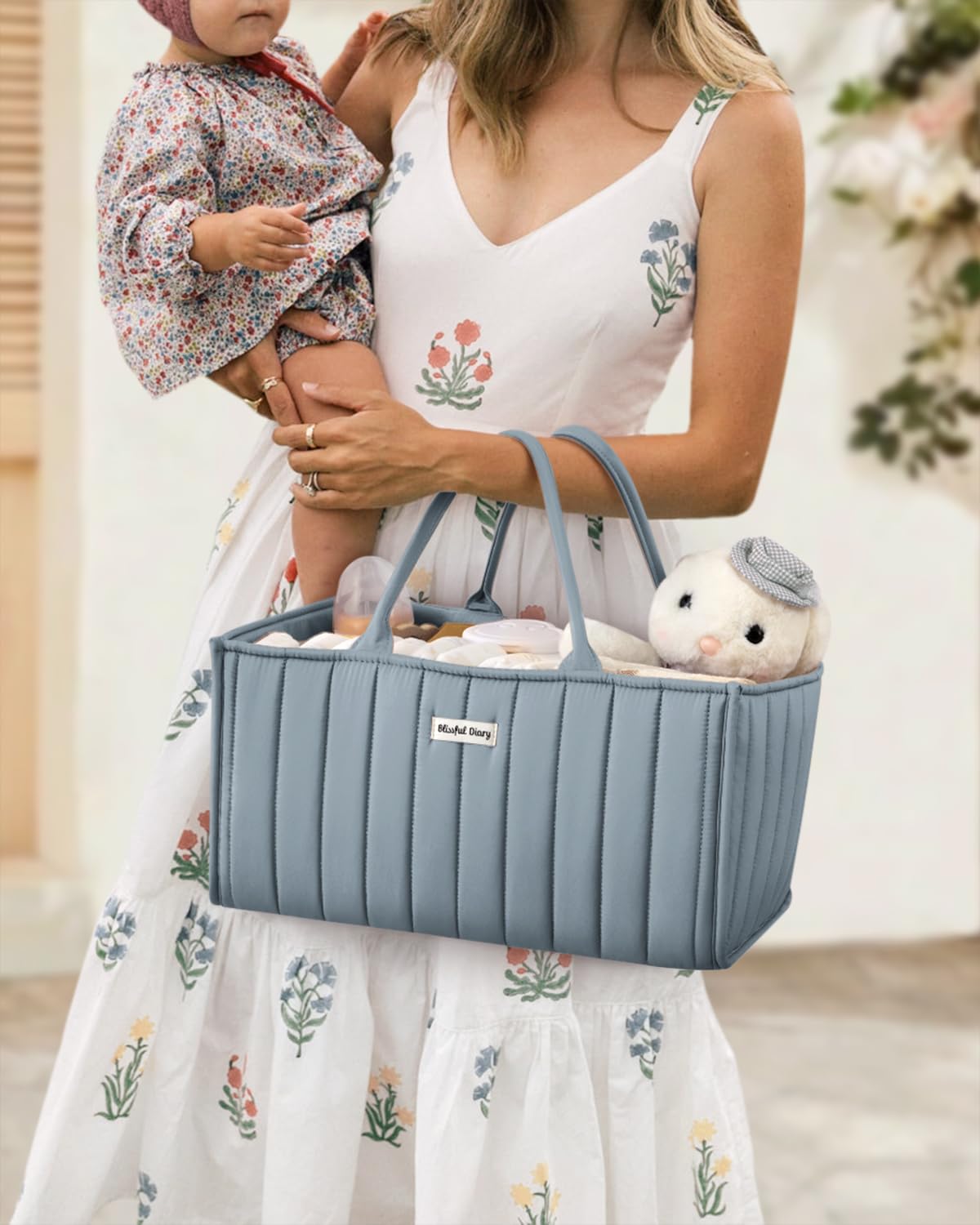 Blissful Diary portable diaper caddy for travel keeps essentials organized.
