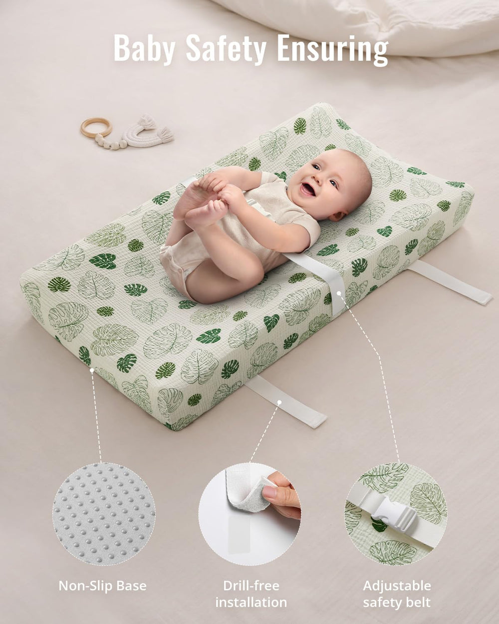 Blissful Diary rectangular pad fits standard changing tables and dressers.