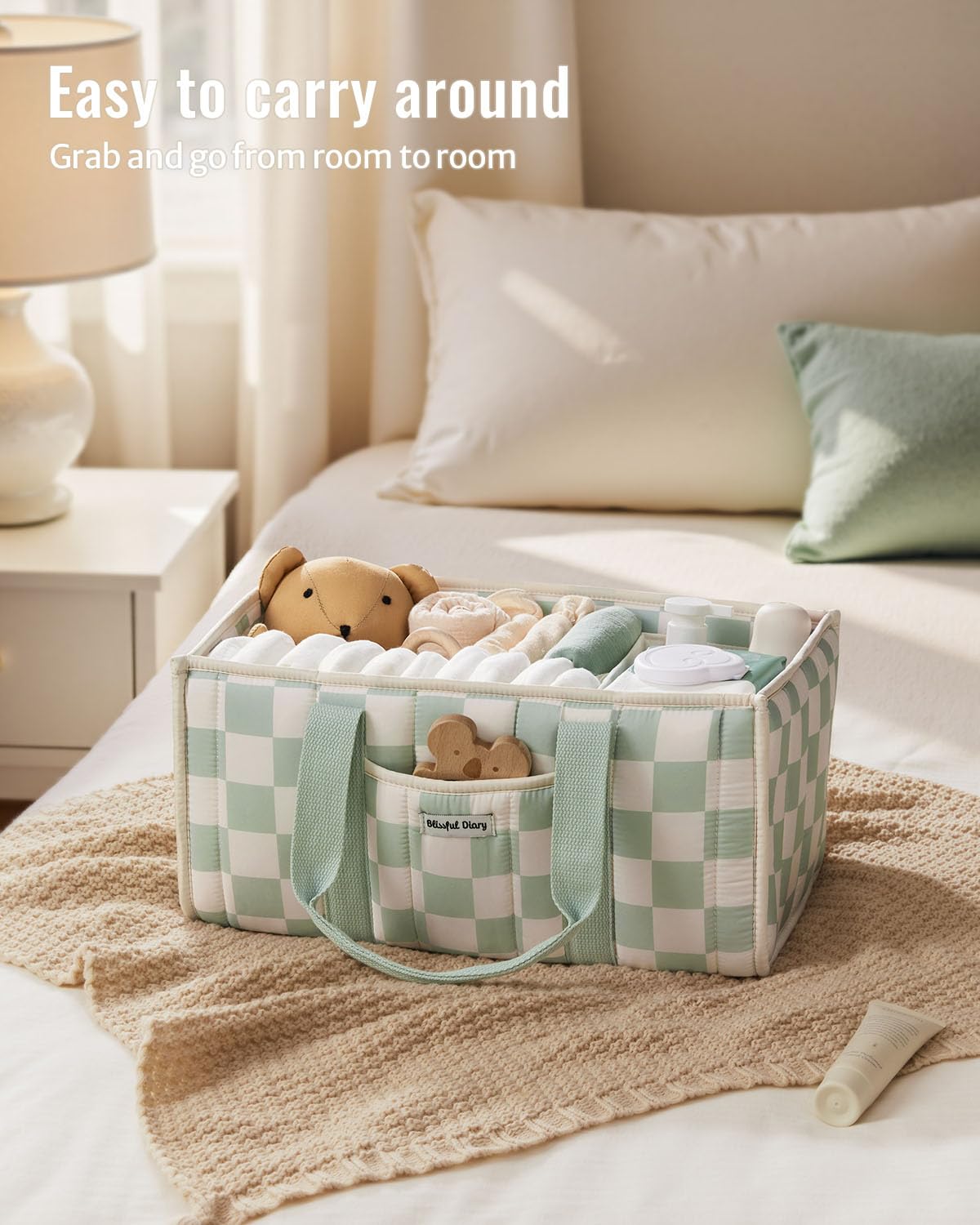 Blissful Diary caddy with removable dividers for customized storage.