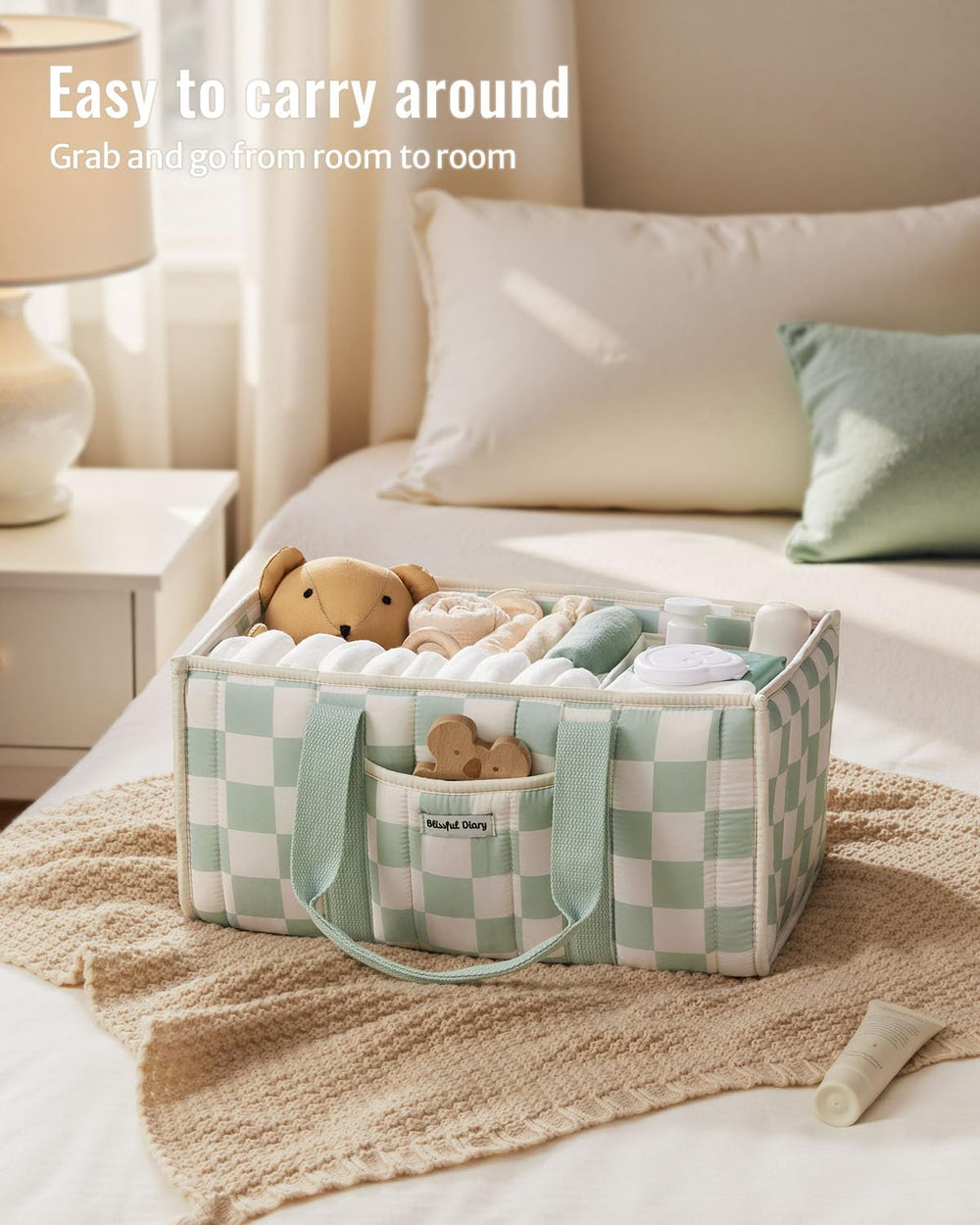 Blissful Diary caddy with removable dividers for customized storage.